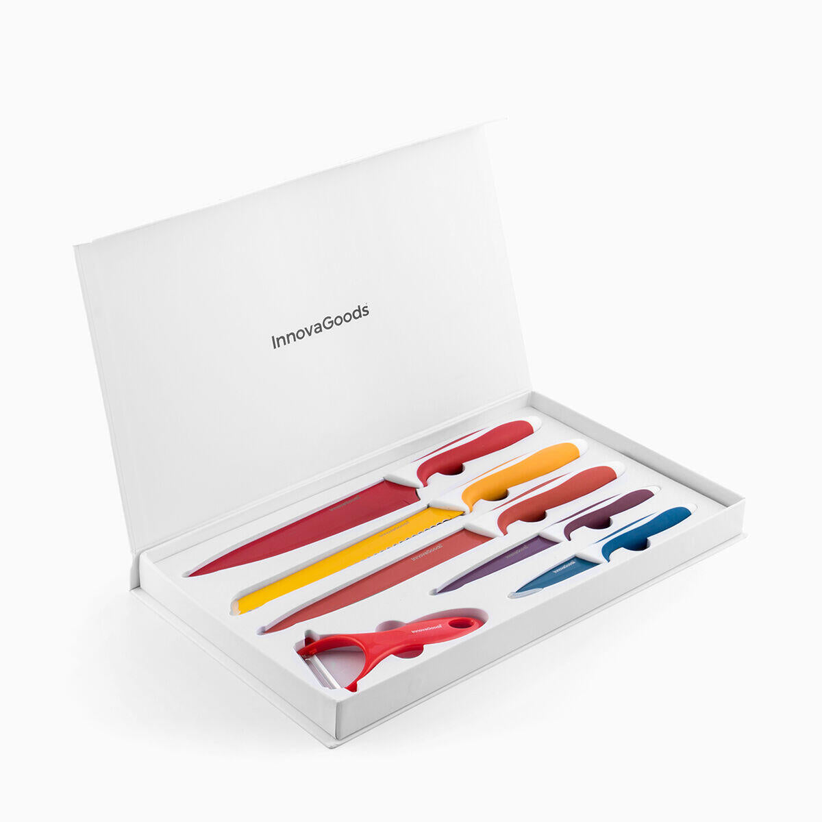 JUEGO DE CUCHILLOS Y PELADOR DE CERAMICA Knoolvs InnovaGoods 6 Piezas
